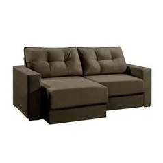 [AME R$ 417 ] Sofá 3 Lugares Retrátil Lubeck Suede Bege 180 cm R$ 534