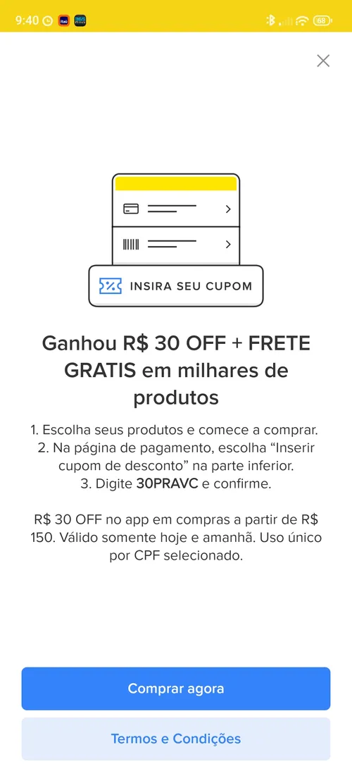 Imagem na descrição da promoção