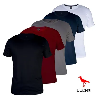 Kit 5 Camisetas Masculina Lisas Algodão 100% Confortável Academia Ducam