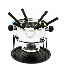 Kit Panela Fondue Para Queijo E Chocolate 11 Peças Aço Inox