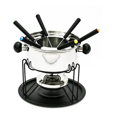 Kit Panela Fondue Para Queijo E Chocolate 11 Peças Aço Inox