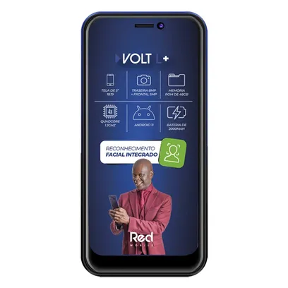 Foto do produto Smartphone Red Mobile Volt L+ Duos S51 8MP 48gb - Preto Com Azul