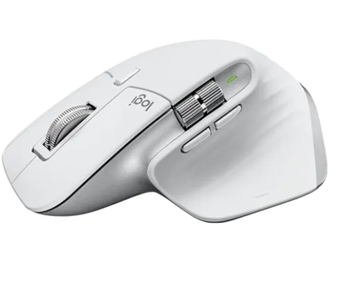 Mouse sem fio Logitech MX Master 3S com Sensor Design Ergonômico, Clique Silencioso, Conexão USB ou Bluetooth - Cinza Claro