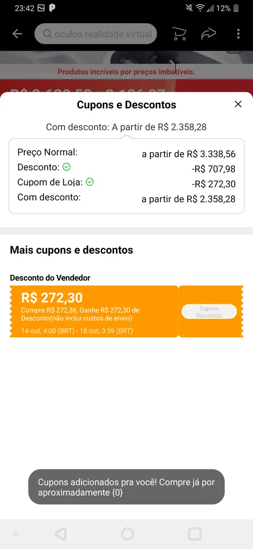 Imagem na descrição da promoção