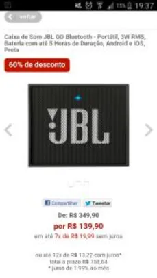 Caixa de Som JBL GO Bluetooth - Portátil