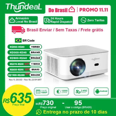 [Envio do Brasil] Projetor TD92 Pro, Wi-Fi, com Android e Espelhamento de Tela, 1920x1080p, roda 4k, 6500 Lumens