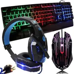 Kit Gamer Hz31 Mouse 3200dpi Teclado Dhj100 Led E Headset - R$99