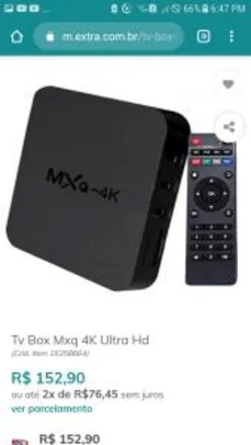 Tv Box Mxq 4K Ultra Hd - R$152