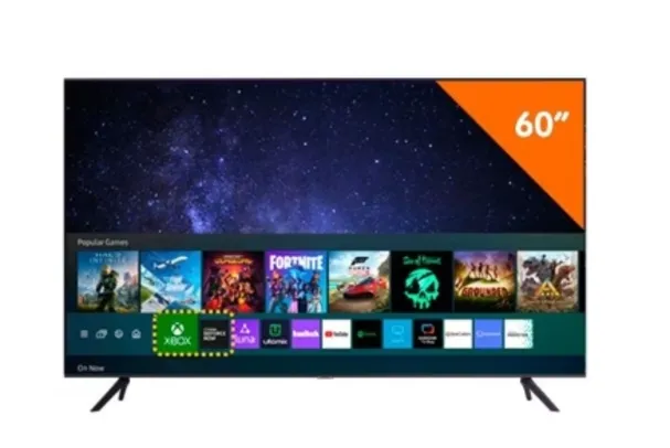 Smart TV 60 polegadas Samsung 4K Crystal UHD, com Game Streaming, UN60AU7700GXZD