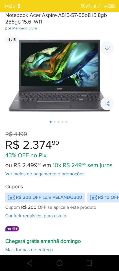 Imagem na descrição da promoção