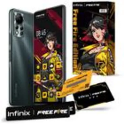 Smartphone INFINIX Free Fire Limited Edition 128GB Câmera Tripla até 50 MP 5000 mAh Tela 6,78” de 90 Hz FullHD Dual Chip 6GB RAM  Preto