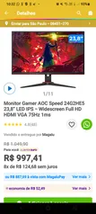 monitor gamer aoc speed 24 g2 led ips full hd 75HTz 1MS