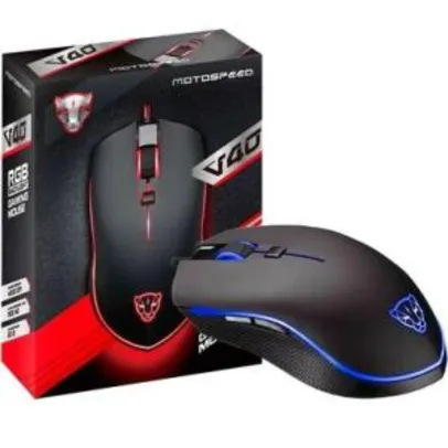 Mouse Gamer Motospeed V40, RGB, 4000 DPI, Preto - R$91