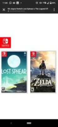 [R$396 com Ame] Kit Jogos Nintendo Switch - Legend of Zelda Breath of the Wild + Lost Sphere Midia Física - R$495