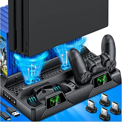 Base Vertical Multiuso Para Ps4 Playstation 4 C/ Cooler + Carregamento