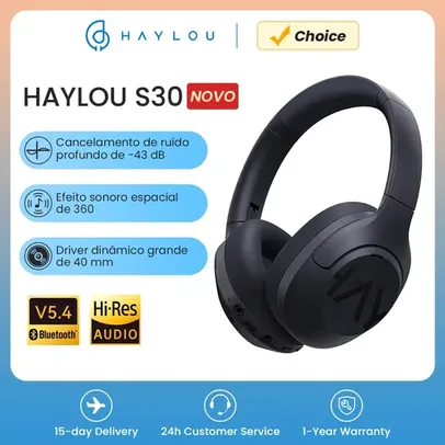 [Com taxa] Fone de Ouvido Sem Fio HAYLOU S30 com Bluetooth 5.4, 43dB e 80 Horas de Bateria