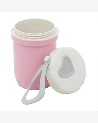 Pote Térmico de Bambu e PP Parede Dupla com Alça de Silicone e Tampa Rosa 300ml - Lyor