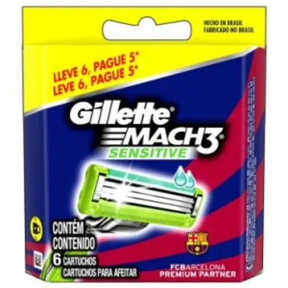 Carga Gillette Mach3 Sensitive com 6 unidades - Compatível com qualquer Aparelho Gillette Mach3 R$ 2
