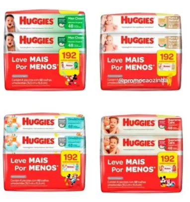 (LEVE 4+) Lenço Umedecido Huggies 192 Unidades