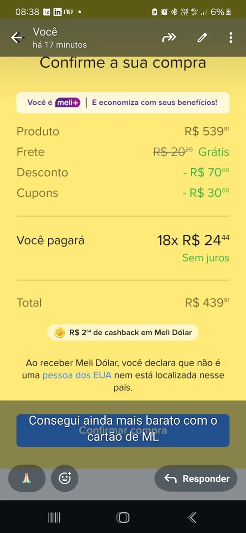 Imagem na descrição da promoção