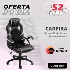 Cadeira Gamer Ninja Hiryu, Preto e Branco