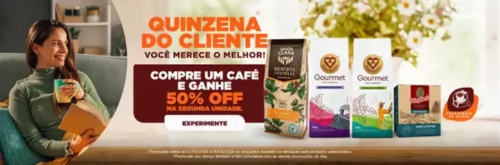 Promoção 3 Corações na Quinzena do Cliente Mercafé - 50% OFF na segunda unidade de café