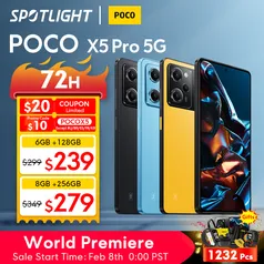 POCO X5 Pro 5G Smartphone 6GB 128GB 6.67" 67W 120Hz AMOLED 108MP 5000mah 