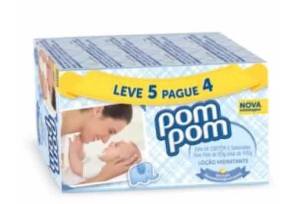 Kit Sabonete Infantil Pom Pom Hidratante 80g - 5 Unidades R$ 3