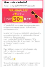 [Recife] Feriadão POP 2X30% OFF na Zona Norte e Centro