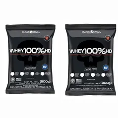 [R$58,40 Uni] 2 x Whey 100% Hd Refil Black Skull - 900g  