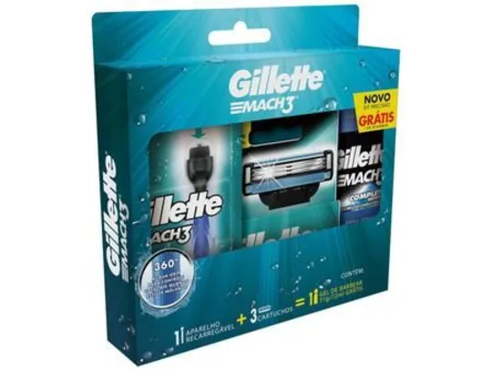 (App+cliente ouro) Kit de barbear gillette mach 3 | R$20