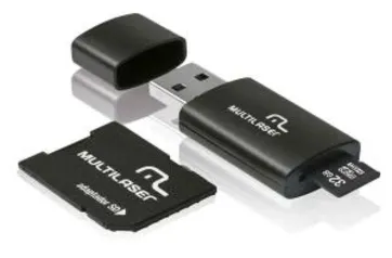 Cartão De Memória Micro Sd Classe 10 32GB Preto Multilaser - MC113 + Adaptador 3 em 1 SD + Pendrive | R$ 44