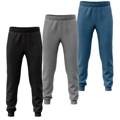 Kit 3 Calças Moletom Masculina Jogger Slim Academia By Zaroc (P, Preto/Cinza/Azul-Marinho)