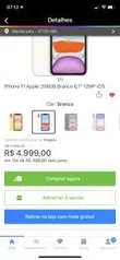 iPhone 11 Apple 256GB Branco 6,1” 12MP iOS R$4999