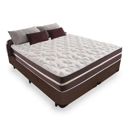 Foto do produto Cama Box Super King + Colchão De Molas - Anjos - Classic Superlastic - 193x203x61cm Marrom