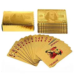 Baralho Dourado Ouro Brilho Luxo Poker Truco Cartas Jogos