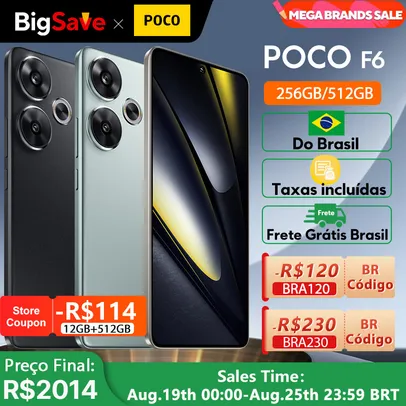 [Já com impostos] Snapdragon POCO F6 Smartphone AMOLED com OIS, Turbo Charging, 8S Gen 3, 90W, 5000mAh, 50MP, 1.5K