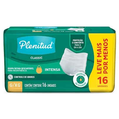 [ PRIME | REC ] Fralda Geriátrica Plenitud Roupa Íntima Classic para Incontinência G/XG - 16 Unidades