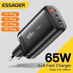 [Com Taxas/Gpay R$49] Carregador Rápido 65W Essager com Tecnologia GaN