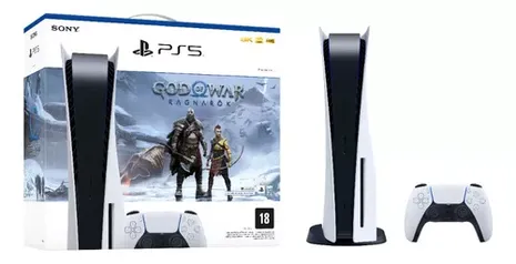 Console Sony Playstation 5 C/ Leitor Midia Fisica + Bundle Jogo God Of War Ragnarök 