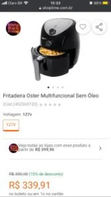 Fritadeira Oster Multifuncional Sem Óleo | R$ 340