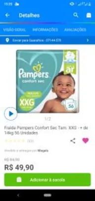112 Fraldas Pampers confort sec XXG R$95,00
