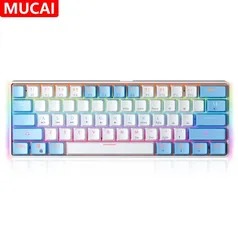 [R$87 Moedas] MUCAI-MK61 USB Teclado Mecânico Gaming, Interruptor Vermelho, 61 Chaves, Com Fio, Cabo Destacável, RGB Backlit, Hot Swappable