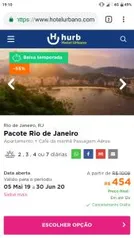 Pacote Rio de JaneiroApartamento + Café da manhã Passagem Aérea 2 , 3 , 4 ou 7 - R$ 454