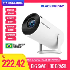 [DoBrasil/CC Mastercard/Moedas R$196] Projetor Portatil Magcubic HY300 PRO, Android 11 