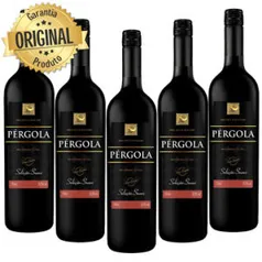 Kit: 6 Vinho Nacional Pérgola Tinto Suave Garrafa 1 Litro - R$81