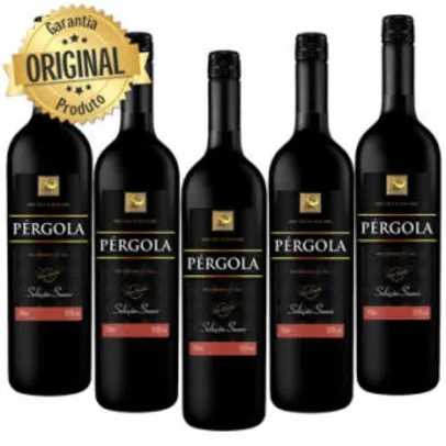 Kit: 6 Vinho Nacional Pérgola Tinto Suave Garrafa 1 Litro - R$81