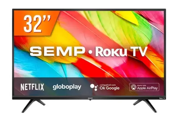 Smart TV LED 32" HD Semp Roku R6500 3 HDMI 1 USB Wi-Fi Compatível com Google Assistant e Alexa