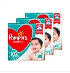 Fralda Pampers XG Supersec Jumbo 204 Unidades | R$120