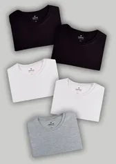 Kit Com 5 Camisetas Femininas Básicas - Branco